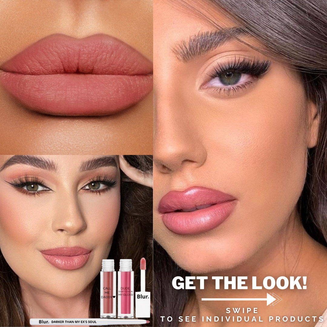 PERFECT Nude Pink Lip Kit | 3 Liquid Lipstick, Gloss, Lip Liner @ 999