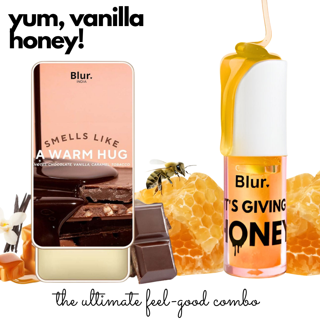 Yum Vanilla, Honey! Combo | Smells Like A Warm Hug Solid Perfume + It's Giving Honey Lip Oil